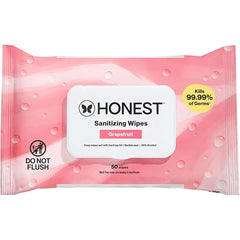 The Honest Company Grapefruit Grove Sanitizing Wipes, Kills 99.99% of Germs, Safe for All Hands, Antibacterial, Dermatologist Tested, 50 Count