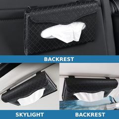 NALANDA Visor Tissue Holder PU Hanging Tissue Holder for Car PU Leather Napkin Paper Mask Holder for Seat Back and Sun Visor Black, CARTBOX01B
