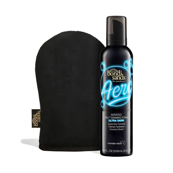 Bondi Sands Aero Ultra Dark Self Tan Foam + Application Mitt | Includes Lightweight Sunless Foam + Reusable Mitt for a Flawless Finish