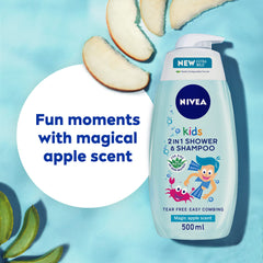 NIVEA Kids 3in1 Shower & Shampoo Bath, Bio Aloe Vera Apple Scent - 500ml