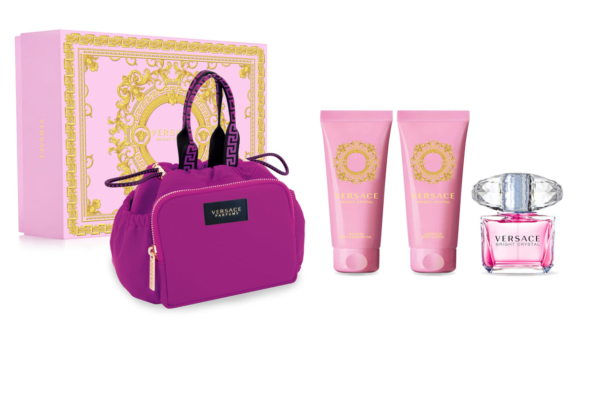 Versace BRIGHT CRYSTAL EAU DE TOILETTE 4 PC WOMEN GIFT SET- WITH BAG New