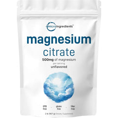 Micro Ingredients Magnesium Citrate Powder, 2lbs | Unflavored Magnesium Supplement | Relaxation and Nutrient Utilization | Easily Absorbed Formula | Non-GMO, Vegan, Gluten Free