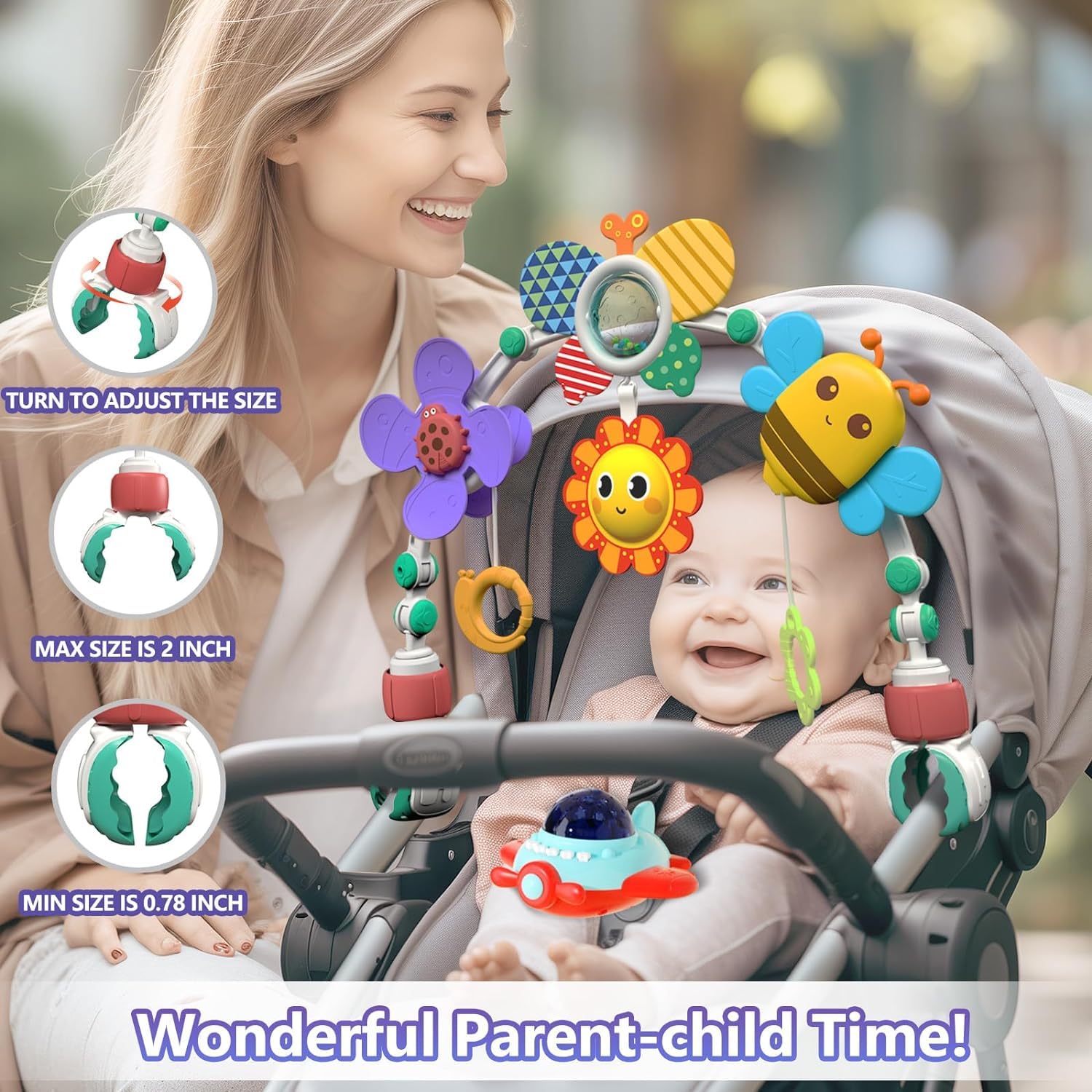 Musical Baby Stroller Arch Toys, Travel Car Seat Toys, Baby Play Arch Crib Accessory Toys,Travel Arch Bassinet Toys for Infant & Toddlers, Pram Activity Arch Bar Toys for Babies Infants ﻿