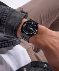 GUESS Men's 42mm Watch - Black Strap Black Dial Black Case