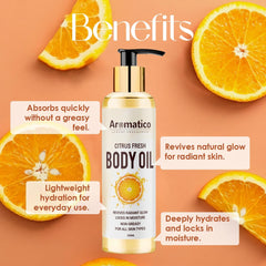 Revitalizing Body Oil for Men, Citrus Fresh. Daily Use After Bath Oil, Hydrating Formula for Dry Skin. Non-Greasy, 100% Natural- 200ml