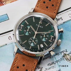 Timex Men's Marlin 40mm Watch - Black Strap Black Dial Stainless Steel Case - Brown/Blue/Stainless Steel