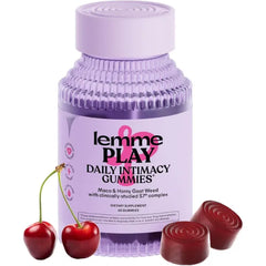 Lemme Play Daily Intimacy Gummies for Women and Men w/Clinically-Studied S7 Nitric Oxide Complex for Healthy Blood Flow, Maca Root, Goat Weed - Cherry Flavored (60 Count)