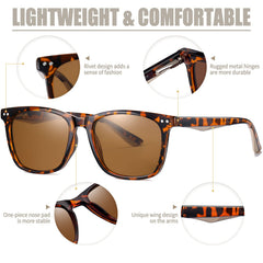 Joopin Polarized Sunglasses for Women UV Protection Classic Square Vintage Shades of Men Driving Fishing Traveling Lightweight Glasses