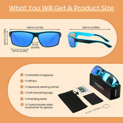 WASAIKKU Polarized Sunglasses for Men Women Classic Fashion Sunglasses Baseball Cycling Driving Fishing Golf Mens Sunglasses with UV Protectio - Black Frame With Blue Lens