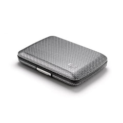 Aluminium Smart Case V2 Wallet - Metal Clasp - RFID Blocking Card Holder - Holds up to 10 Cards and Banknotes - Covering Carbon Serge Effect
