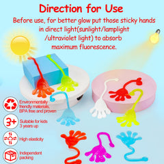 Thremhoo 40Pcs Glow in the Dark Sticky Hands Kids Party Favor Supplies Goodie Bag Stuffer Pinata Return Gift Stretchy Class Prize Carnival Sensory Goody Party Pinata Filler Treasure Box Bulk Toy