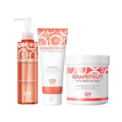 G9SKIN Grapefruit Vita Skincare Trio – Bubble Oil Foam, Peeling Gel & Peeling Pad Set for Smooth, Radiant-Looking Skin | Korean Exfoliating & Cleansing Routine