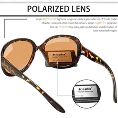 Joopin Polarized Sunglasses for Women, Ladies Big Frame Polarized Eyewear UV400 Protection Driving Fishing - Tortoise/Brown