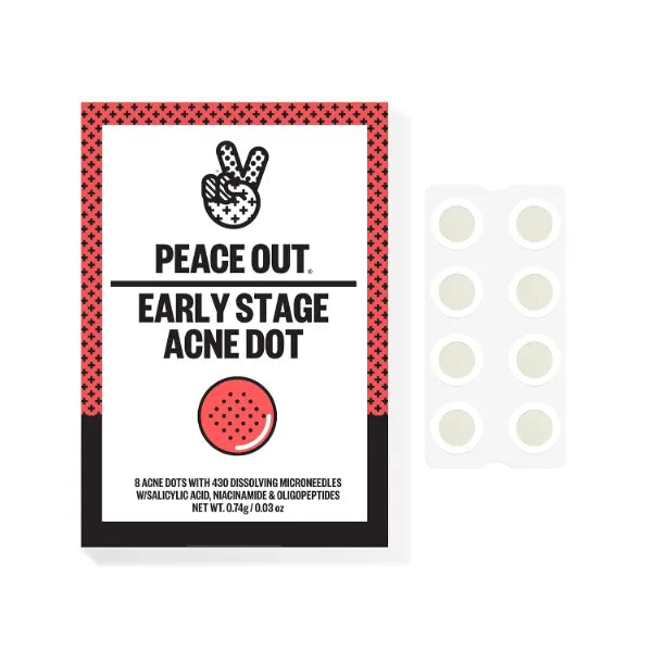 PEACE OUT Early Stage Acne Dots, Microneedling Acne Pimple Patches with 2% Salicylic Acid to Target Blemishes Forming Below the Surface (8 Count)