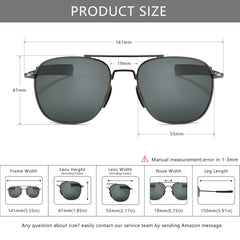 SUNGAIT Men's Military Style Polarized Pilot Aviator Sunglasses Bayonet Temples