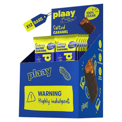 Plaay Salted Caramel Chocolate Bar – Box of 12, Rich Dark Chocolate with Gooey Caramel and Sea Salt, Vegan, Clean Ingredients, Gluten Free, Guilt-Free Indulgent Snack –12 x 35g