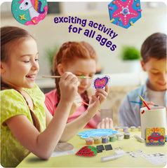 Creoos Magnetic Mini Tiles Arts & Crafts for Kids Make Your Own Fridge Magnets 12 Wood Tiles Painting Kits Toys for Girls Boys Stickers Gems Craft Summer Activities Art Set DIY Supplies Birthday Gifts