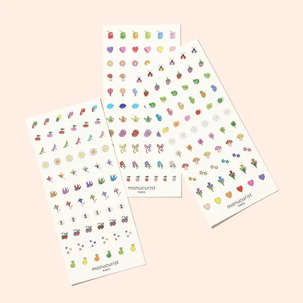 Manucurist Nail Art Stickers Summer 3 Sheets Self Adhesive Nail Decals for Salon Quality Manicures Nail stickers for Nail Art Easy & Quick DIY Application Colorful Summer Fruit & Flower Designs