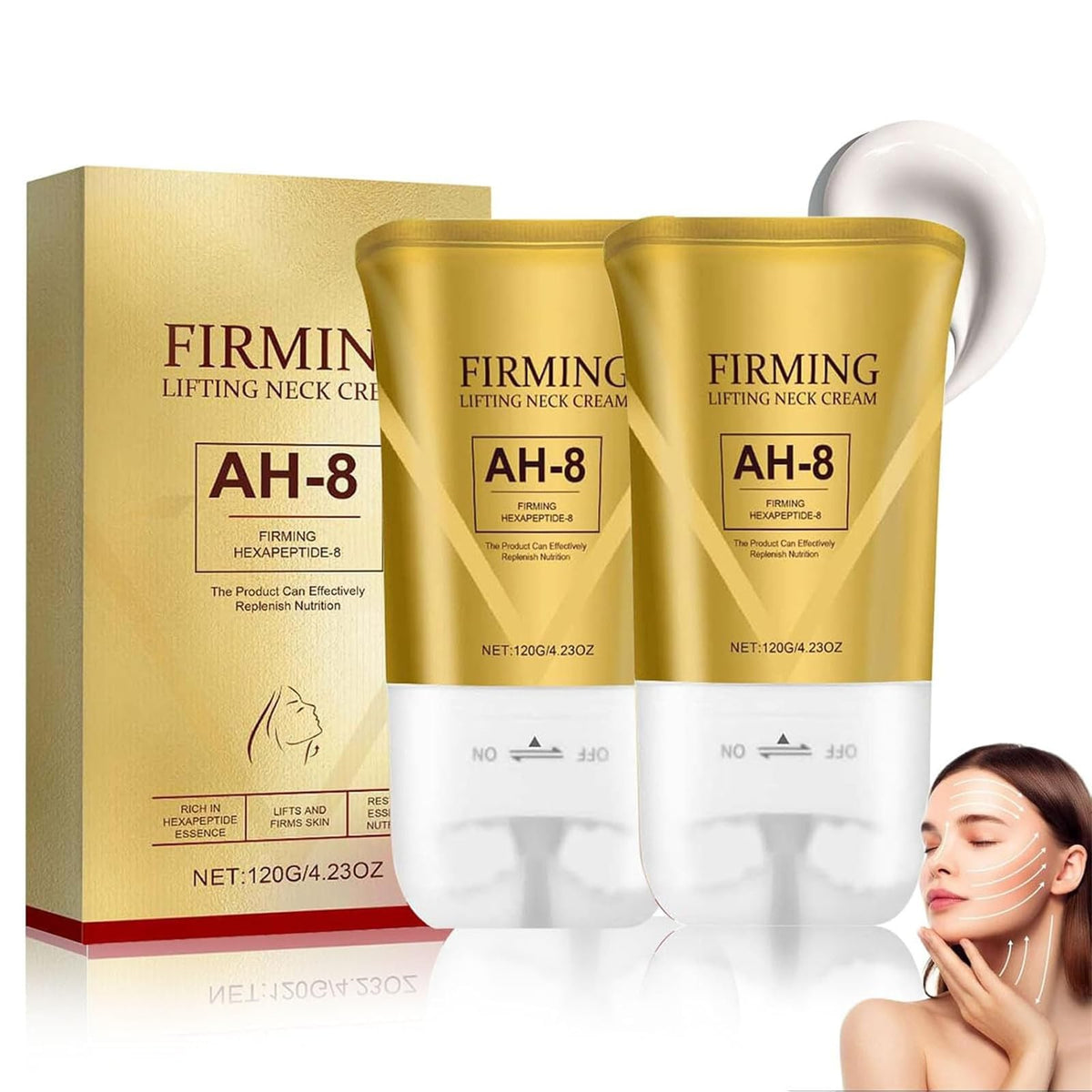 AH-8 Firming Neck Cream for Crepey Skin Body Care Comfort, Contains Hexapeptide, Moisturizing, Tightening Lotions Cosmetic Skin Care Repair, Moisturizing & Smoothing (2PCS)