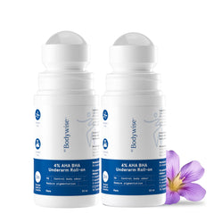 Be Bodywise Under Arm Roll On Pack Of 2, 1% W/W Salicylic, 1% Mandelic, 2% Lactic Acid, Reduces Under Arm Pigmentation & Combats Body Odor, Aluminum Free For Normal To Dry Skin, 100ml