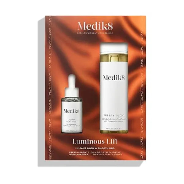 Medik8 Luminous Lift Kit Face Toner for Women and Men Peptide Face Serum Age Defying Serum Hydrating Toner for Refreshed Skin 2 pc