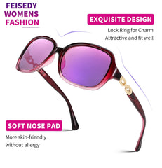 FEISEDY Women Polarized Sunglasses 100% UV400 Vintage Square Sun Glasses Outdoor Driving Fashion Shades for Women B2526