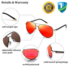 ROCKNIGHT Polarized Aviator Sunglasses for Men Women Metal Flat Top Sunglasses lightweight Driving UV400 Outdoor 58mm