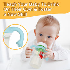 RAPUDA Baby Bottle Handles,4 Pack Silicone Baby Bottle Holder with Easy Grip Handles to Hold Their Own Bottle,Bottle Handles for 1.85" to 2.62" Diameter Baby Bottles and Straw Bottles