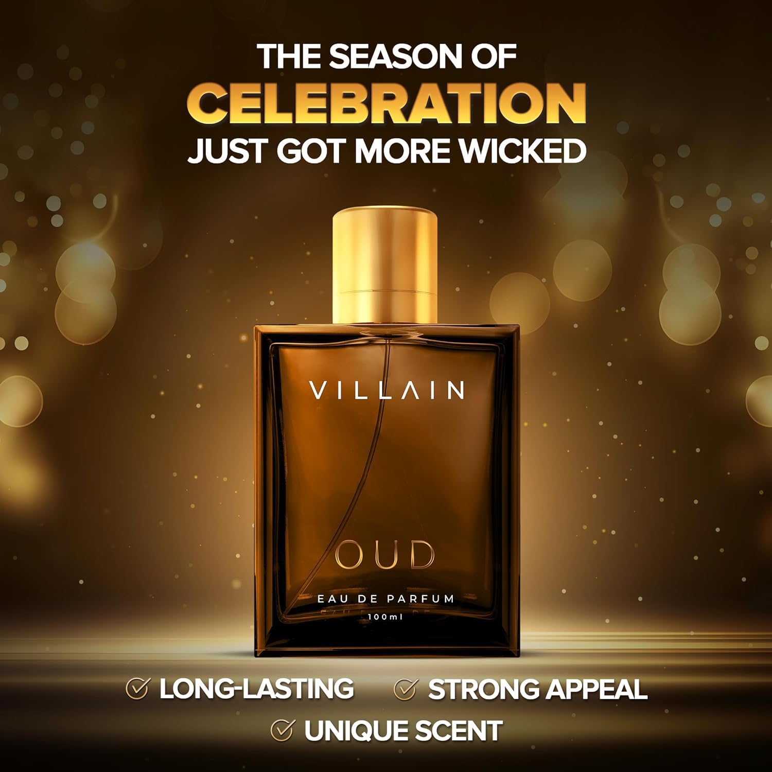 Villain Oud Perfume for Men, Eau De Parfum (EDP) For Men, 100ml, Gift For Men, Premium Luxury Perfume, Mens Fragrance with Sandal, Rich Amber, Cedarwood, Patchouli