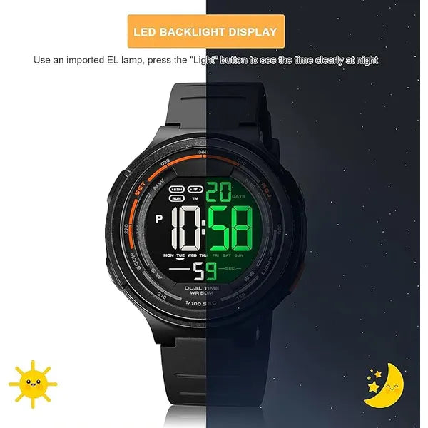 Mens Digital Sports Watch, Military Watches for Men, Large LED Screen 12/24H Chronograph Tactical Watch, Waterproof Backlight Alarm Date Wristwatch, Multifunction Army Countdown Stopwatch for Men