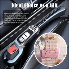 Azonee Car Seat Gap Filler 2 Pack with Seat Belt Holes, Auto Crevice Blockers 2PCS Fill Gap in Between Seat and Console, Universal for Most Cars Trucks SUVs to Stop Things from Dropping, Black