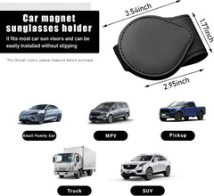 Magnetic Leather Car Sunglasses Holder for Car Visor, Sunglasses Holder Car Accessories Interior Gadgets Mask Holder for Car (Black)