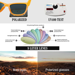 KANASTAL Polarized Sunglasses for Women, Classic Square Mens Sun Glasses, Lightweight Shades for Womens Outdoor 100% UV400 Protection Driving Fishing Golf Outdoor Activities