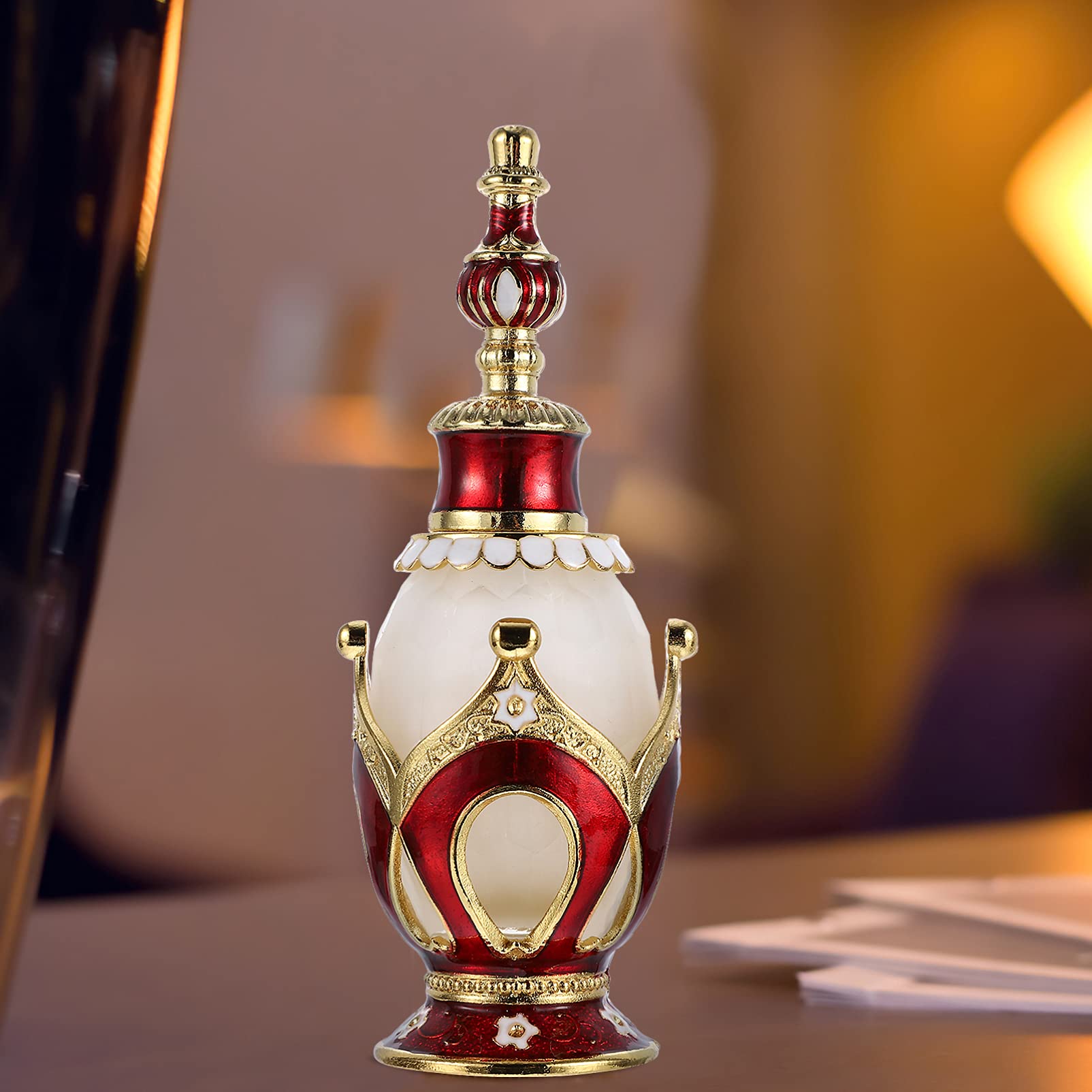 Beaupretty 25ml Empty Refillable Perfume Bottle Vintage Perfume Bottle Middle Eastern Style Glass Container for Perfumes & Essential Oils (Red)