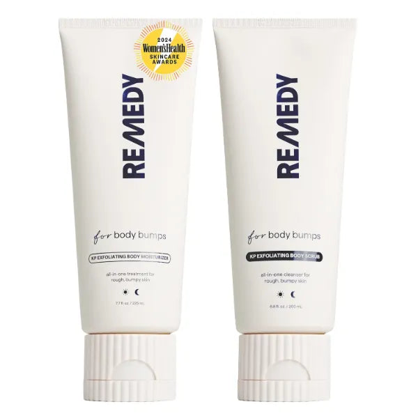 Remedy Science KP Duo Exfoliating Body Scrub and Moisturizer for Smoother Skin Keratosis Pilaris and Chicken Skin Glycolic Acid, Retinol, Urea, Ceramides By Dermatologist Dr. Shah 6.8 + 7.7 fl oz