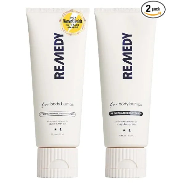 Remedy Science KP Duo Exfoliating Body Scrub and Moisturizer for Smoother Skin Keratosis Pilaris and Chicken Skin Glycolic Acid, Retinol, Urea, Ceramides By Dermatologist Dr. Shah 6.8 + 7.7 fl oz