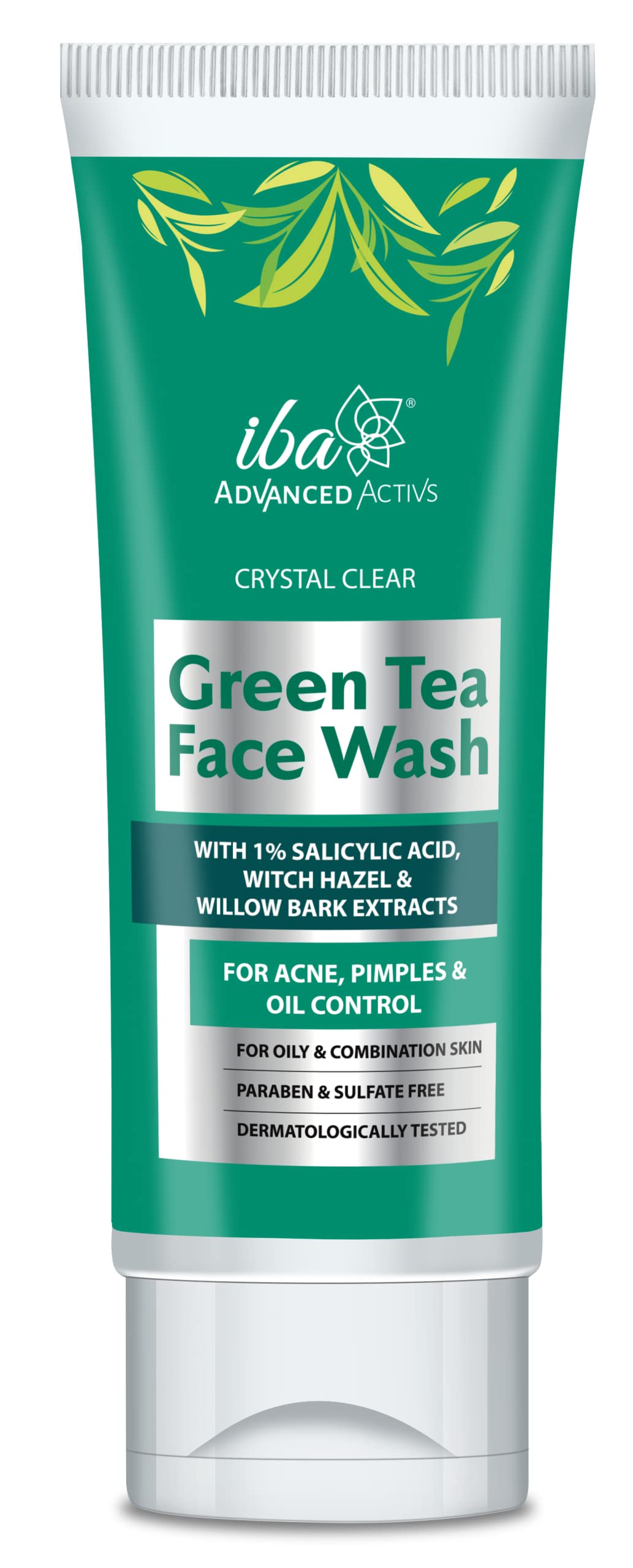 Iba Advanced Activs Crystal Clear Green Tea Face Wash l High Foam l For Oily Combination & Acne Prone Skin | Halal Certified & Vegan-100 ml