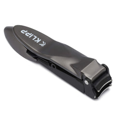 KLIPP Nail Clippers for Men with Catcher - KLIPP Razor-Sharp Heavy Duty Self-Collecting Nail Cutters with Ergonomic Lever Keep Fingernails and Toenails Impeccably Manicured - Includes Ziplock Pouch