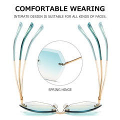 AEVOGUE Sunglasses For Women Oversized Rimless Diamond Cutting Lens Sun Glasses AE0534