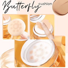 Butterfly Cushion BB Cream, Moisturizing Concealer Makeup Base Primer BB Liquid Foundation, Moisturizing Brightening Pigment Liquid Foundation, Even Skin Tone Makeup (Lvory White)