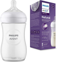 AVENT Philips Natural Response Baby Bottle - 2 x 260ml Baby Milk Bottle for Newborns and Up, BPA Free, 1+ Months (Model SCY903/02)