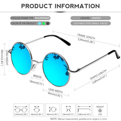 KANASTAL Hippie Round Polarized Sunglasses for Women Men, Small Circle Sun Glasses Classic Vintage Retro Shades Metal Frame UV400 Protection