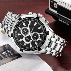 CURREN Watches Men,Sports Waterproof Stainless Steel Quartz Wrist Watch for Men and Boys, 8, Quartz Movement - Silver