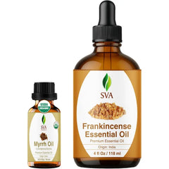SVA ORGANICS Frankincense Serrata and Myrrh Oil Bundle Super Saver Combo – Premium Grade Value Set for Hair Oiling, Scalp Massage, Hair Care, Skin Care and Body Massage
