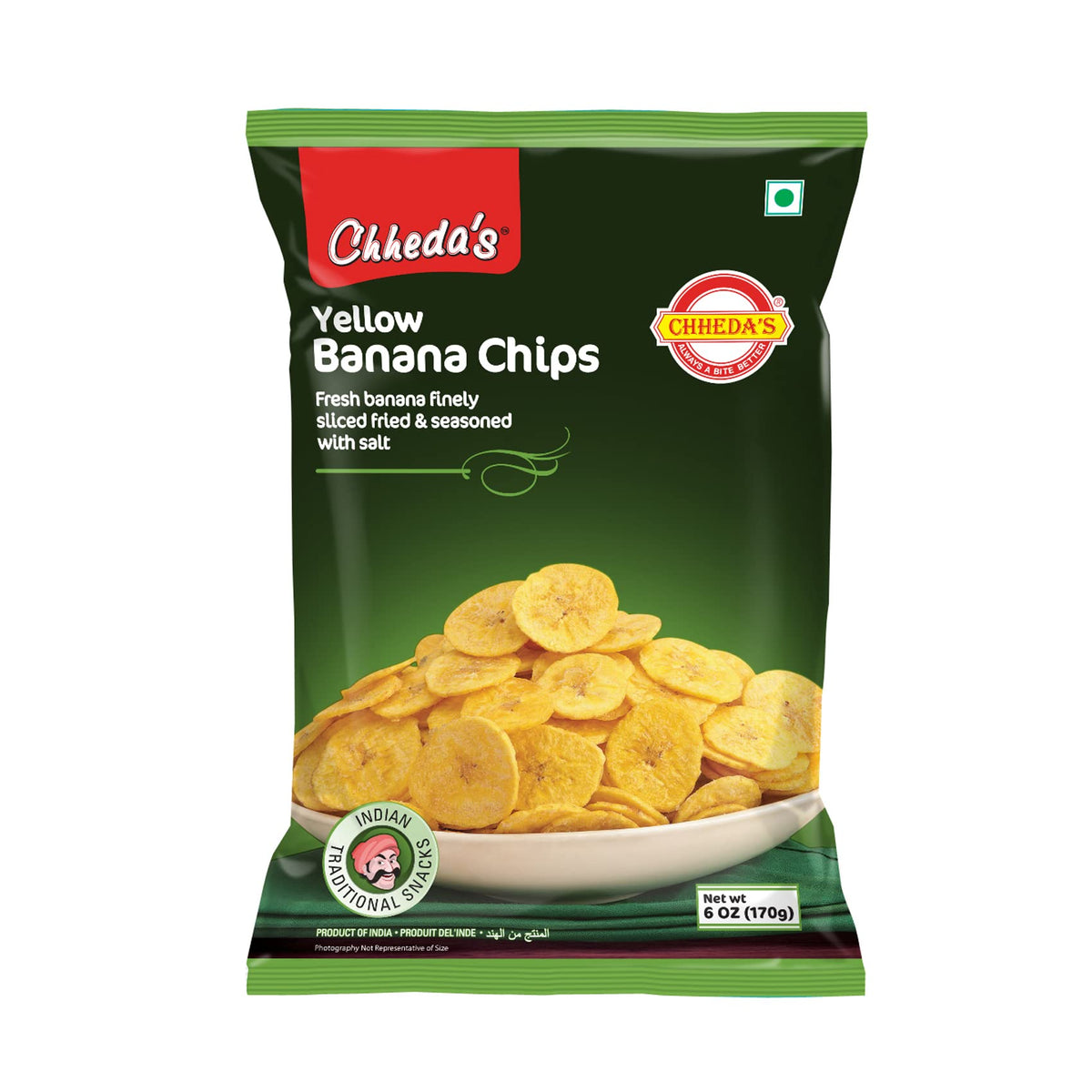 Chheda's Yellow Banana Chips, 170g | Plantain Chips, Fresh Banana Finely Sliced Fried & Seasoned With Salt | Authentic Indian Namkeen | Traditional Snacks | 100% vegetarian