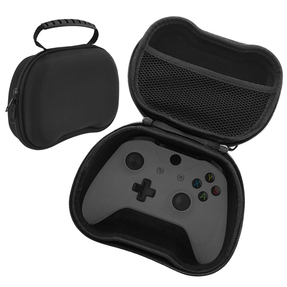 BOROLA Portable Gamepad Storage Bag Compatible for PS5 EVA Hard Case, Waterproof & Shockproof, Travel Protection with Mesh Pockets for Accessories, Shockproof Organizer for Wireless Joystick(Black)