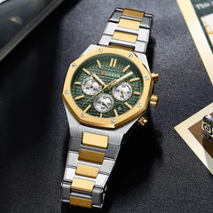 CURREN 2023 Watch Men's Quartz Luxury Luminous Wrist Watch With Stainless Steel Chronograph watch For Men 8440 (TETON GREEN)