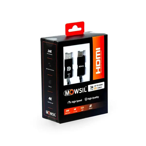 Mowsil DP to HDMI 4K UHD Cable, DisplayPort to HDMI Video Cable