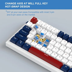 MageGee SKY81 Wired Mechanical Gaming Keyboard Blue Backlit Ultra-Slim USB Keyboards with Blue Switches (Blue & White)