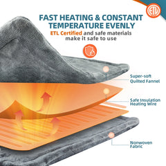 AITREE Electric Heating Pad 24"x40" for Back Ache Relief, 6 Heat Settings With 1.5H Auto Shut Off - Gray
